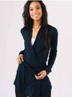 Zyia Active Women's Everyday Cardigan/Yoga Wrap Navy Blue Size Medium